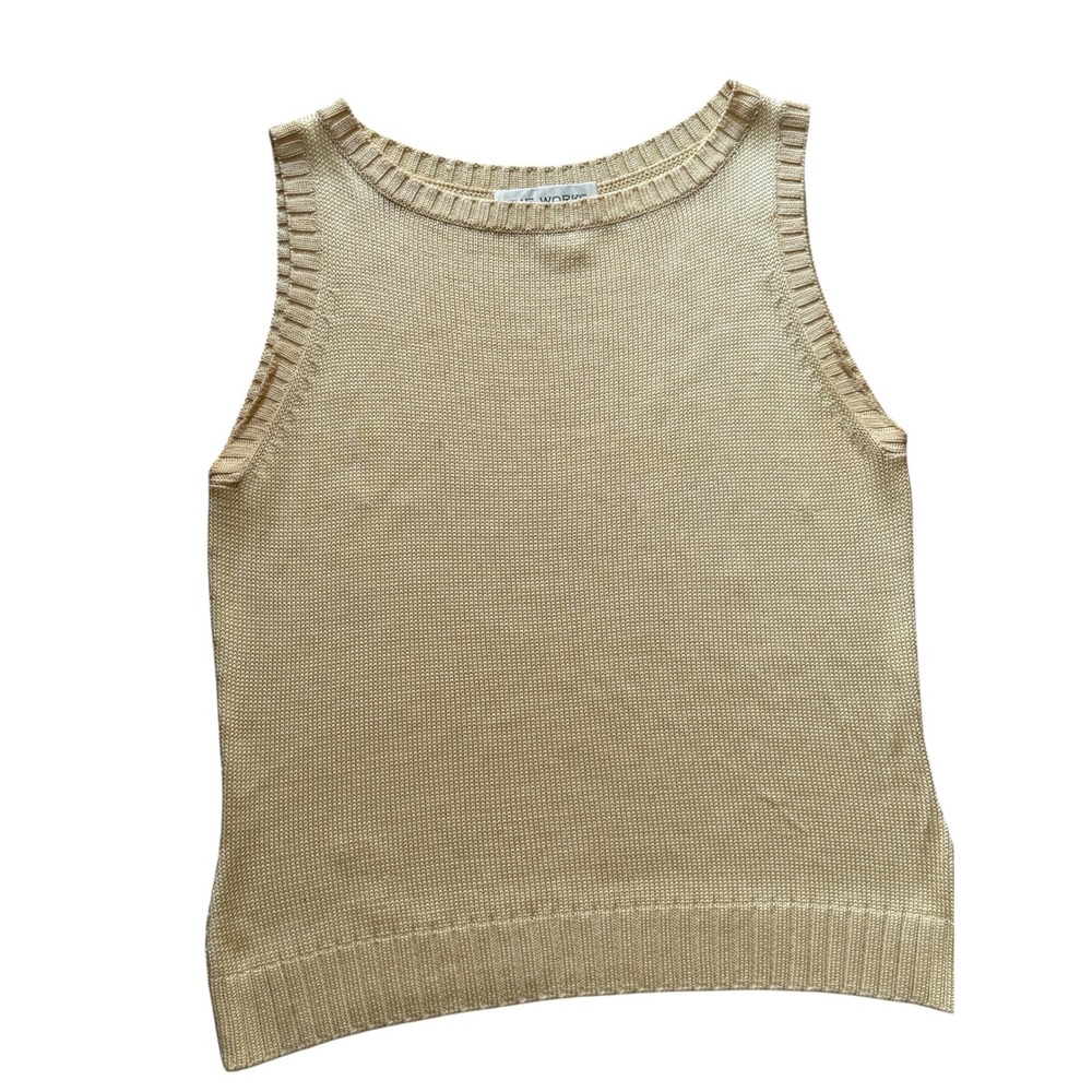 VTG The Works Saks Fifth Avenue 100% Silk Knit Sleeveless Top Large Old Money